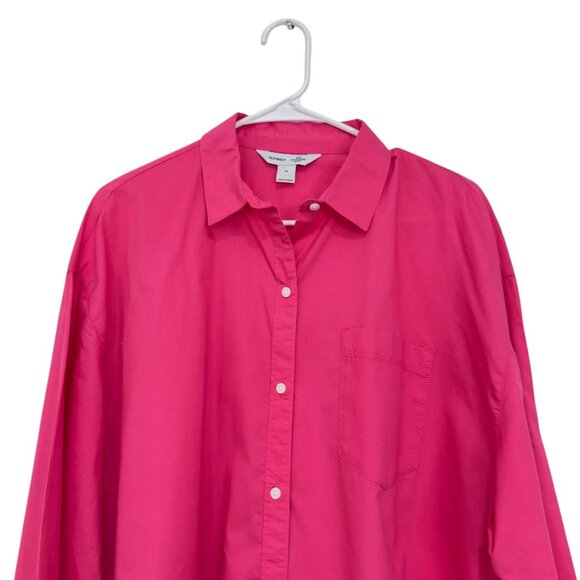 Old Navy Womens The Boyfriend Shirt Medium Pink Button-Up Collared Long Sleeve - Picture 2 of 10